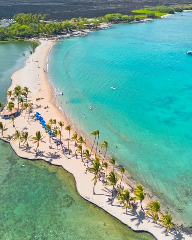 Turquoise waters, black lava shores
